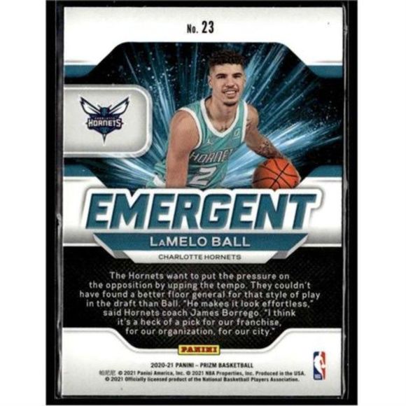 2020-21 LAMELO BALL ROOKIE PRIZM EMERGENT CARD - Picture 2 of 2